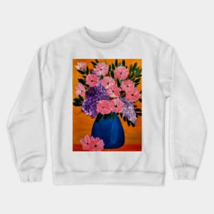 abstract flowers in a blue vase Crewneck Sweatshirt